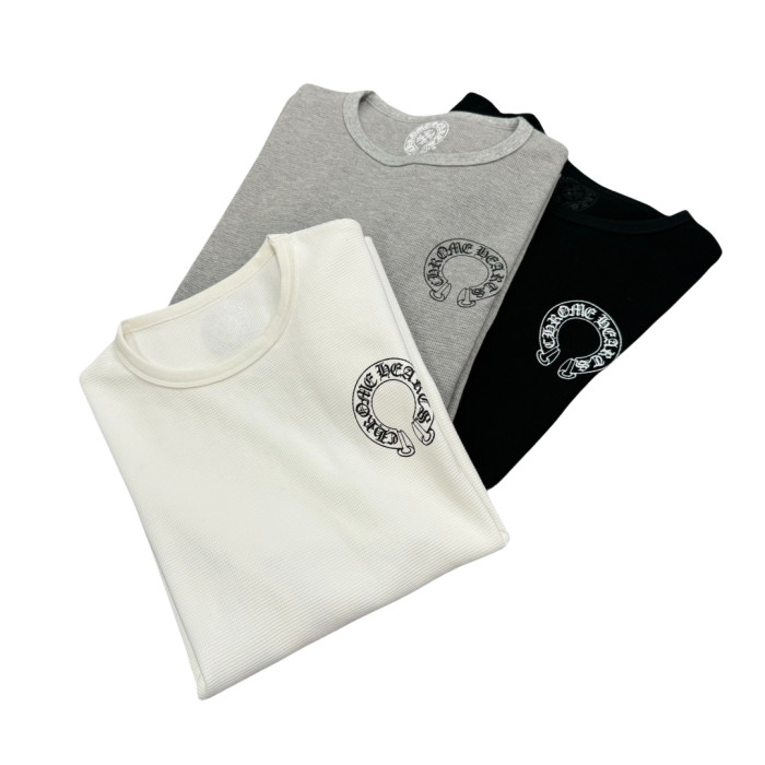 1:1 quality version 27879886 Waffle Fabric Printed Long Sleeve T-Shirt 3 colors