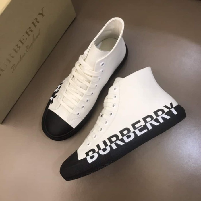 BURB5RRY LOGO PRINT GABARDINE HIGH-TOP SNEAKERS   BBR32