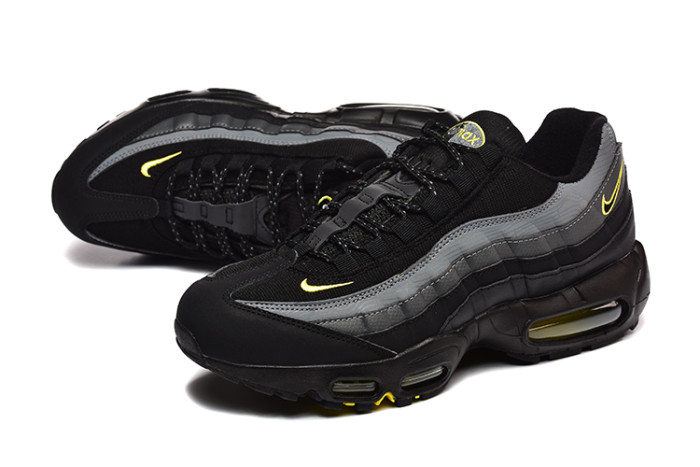[plus-size shoes]Air Max 95 Black Grey Yellow Sneakers Air Cushion Running Shoes 29044763