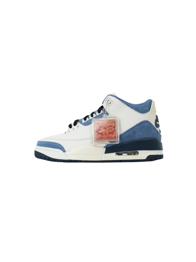 [plus-size shoes] 1:1 quality version Jordan 3 x Levi's White Blue Denim & Leather Basketball Shoes 29039820