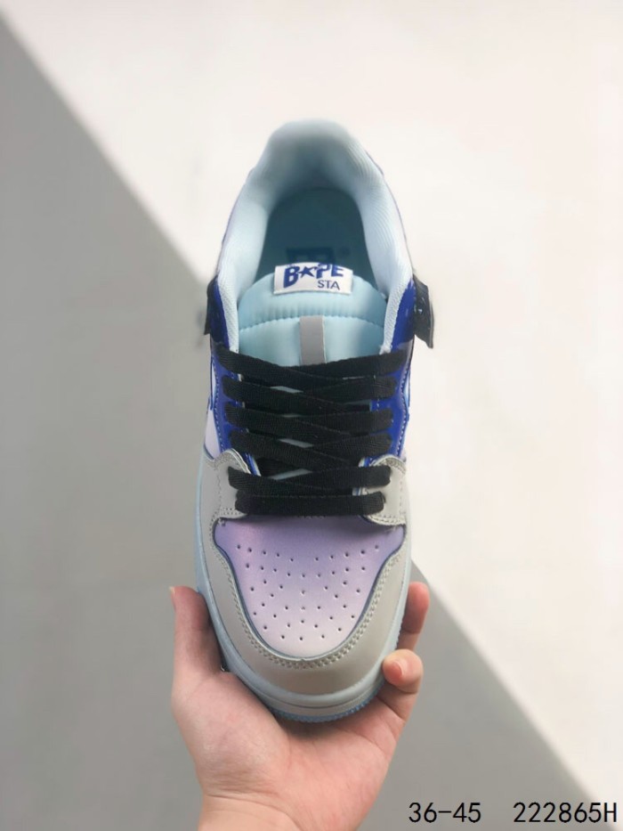 Kraft leather gradient blue purple low top sneakers