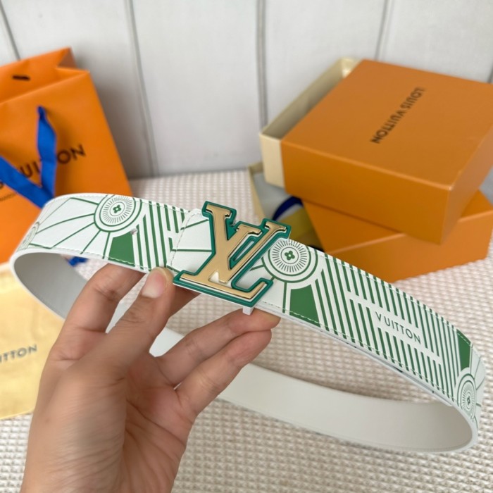 1:1 quality version Two-tone letter logo buckle leather belt 4 colors【Width 4cm】