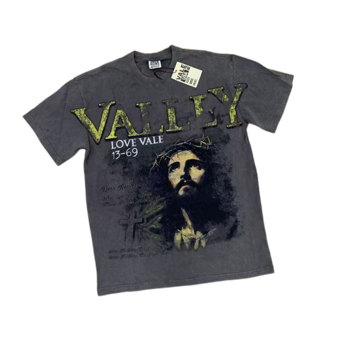 Portrait Printed Retro Vintage Washed T-Shirt 29027134