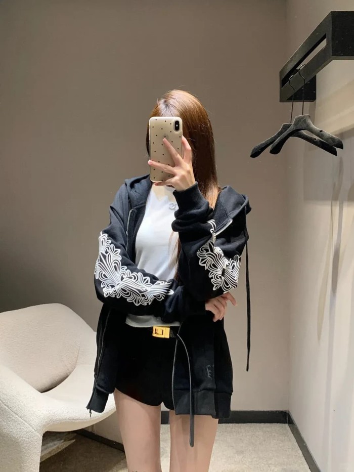 1:1 quality version yellow letter print zip-up Hoodie 28959369