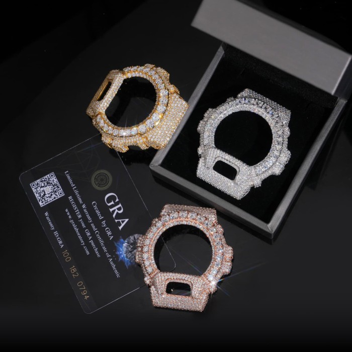 Bezel set with large moissanite stones on GM6900 model watch case 3 colors 28782447