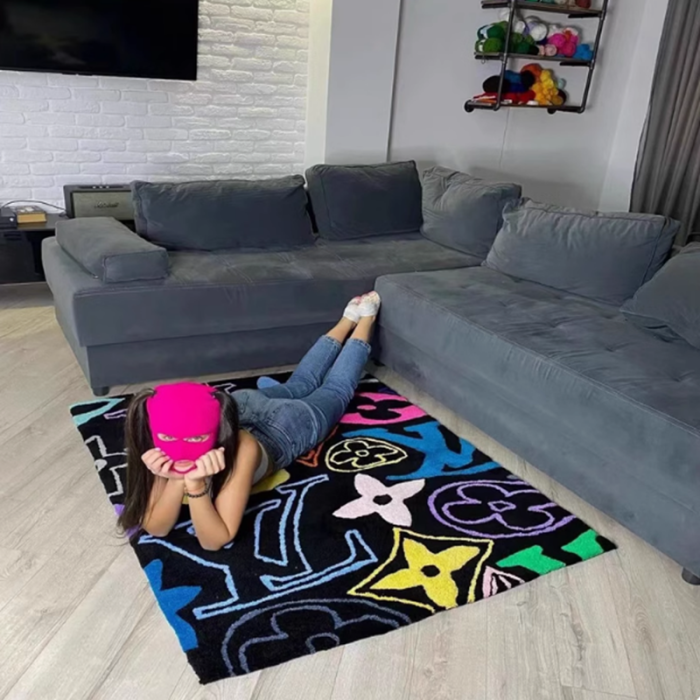 Letter Pattern Floral Rug 28599152