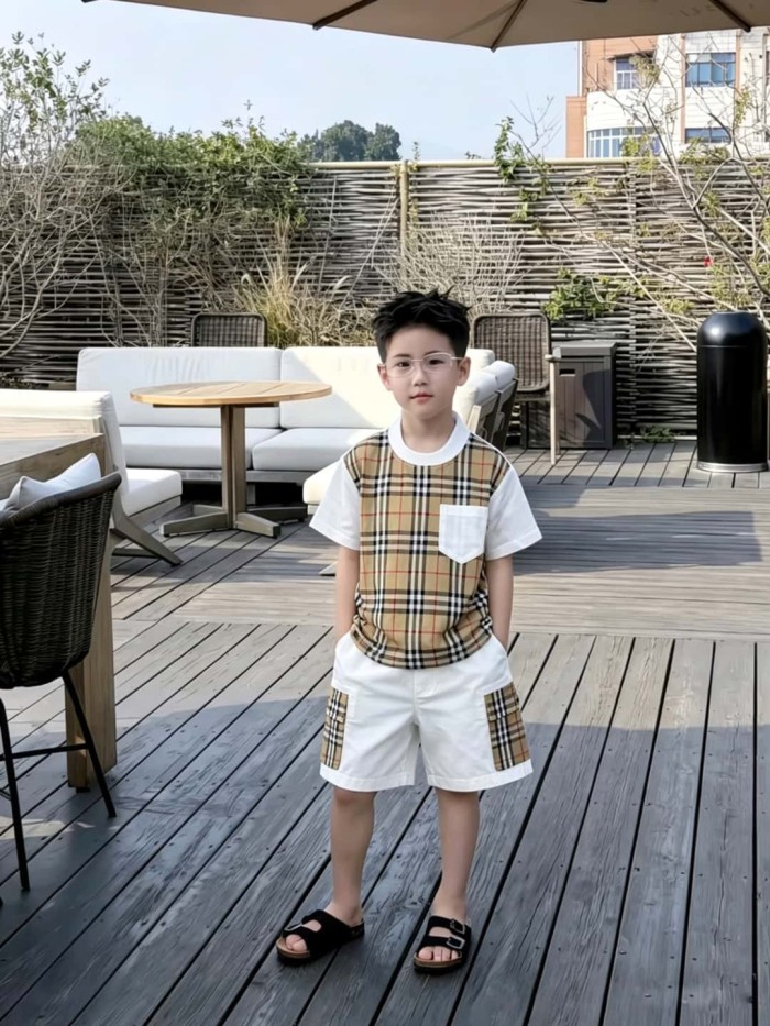 Classic Checkerboard Spliced T-Shirt for Kids 29006673