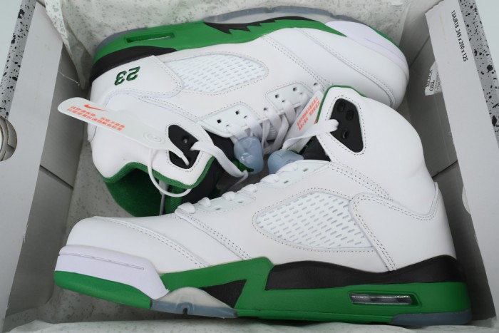 [plus-size shoes] 1:1 quality version Jordan 5   Lucky Green  White Leather Basketball Shoes 29035202