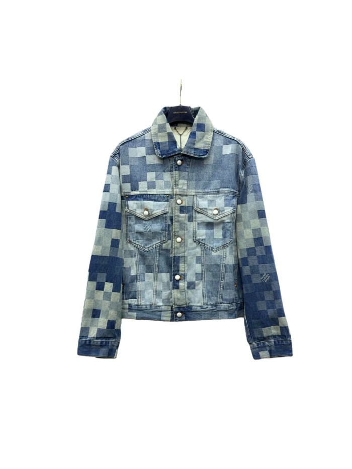 1:1 quality version Checkered Mosaic Denim Jacket 28685212