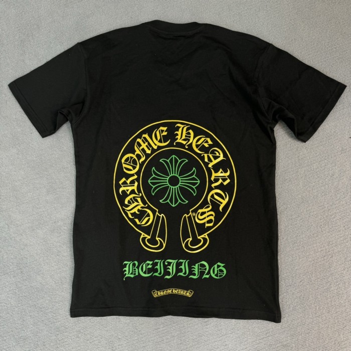 1:1 quality version Beijing Anniversary Limited Yellow and Green Letter Print Tee