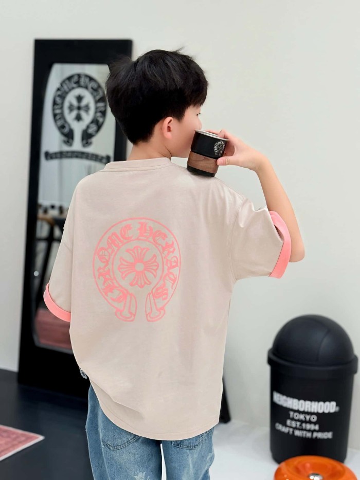 Cross Horseshoe Print Color Block Casual T-Shirt 3 colors for Kids 29008975
