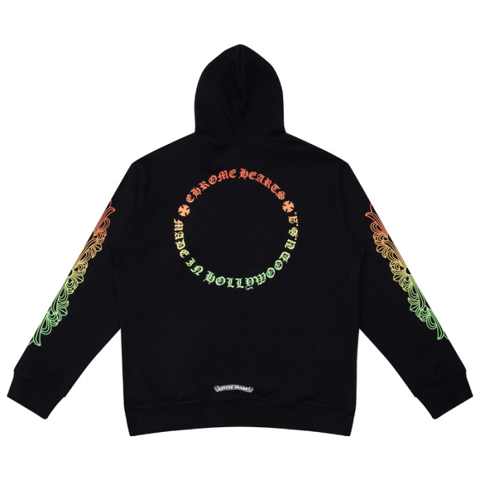 Yellow and Green Gradient Letter Horseshoe Hooded Sweatshirt 2 colors
