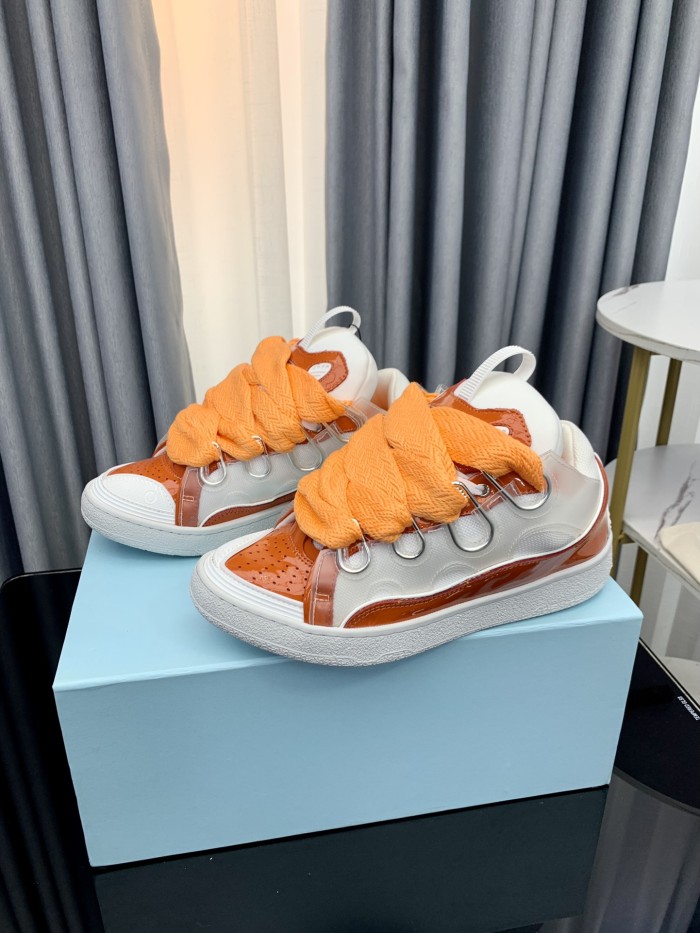 1:1 quality version Colorful Colorblocking Cowhide Bread Shoes 35 colors