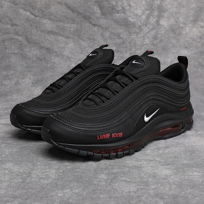 Air Max 97  Black Red  LUKE 10:18  Print Full-Length Air Cushion Sneakers 29063959