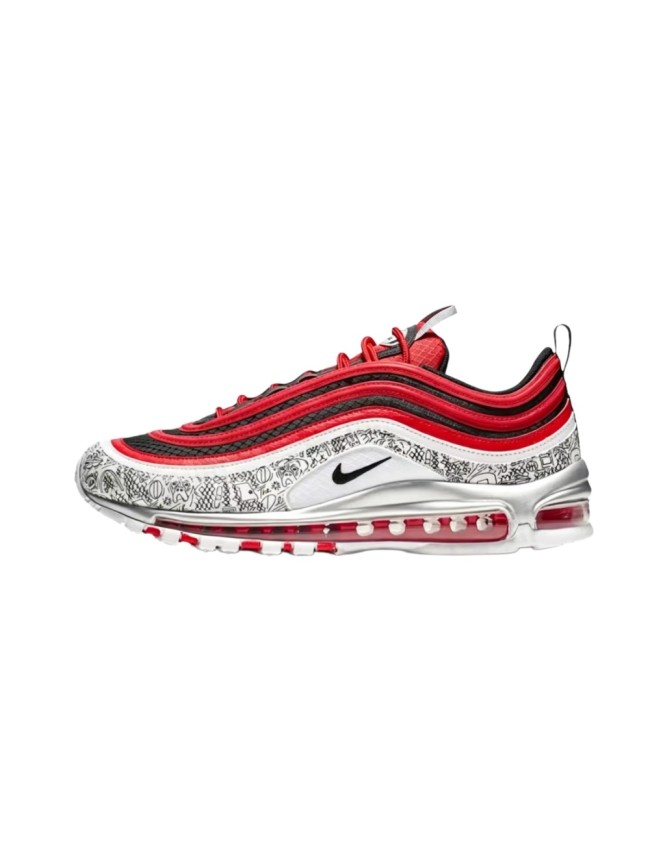 Air Max 97 Red White Silver Doodle Print Full-Length Air Cushion Sneakers 29064406