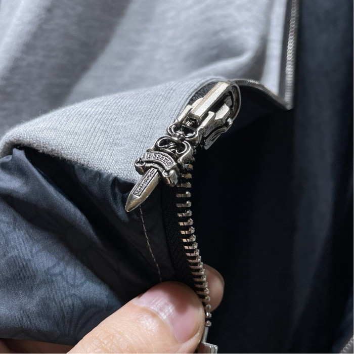 Gray-Blue Reversible Zipper Hoodie 28770364