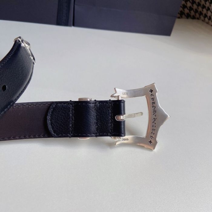 1:1 quality version Sterling brass silver plated herringbone buckle leather belt 3 colors【Width 3.0 cm】