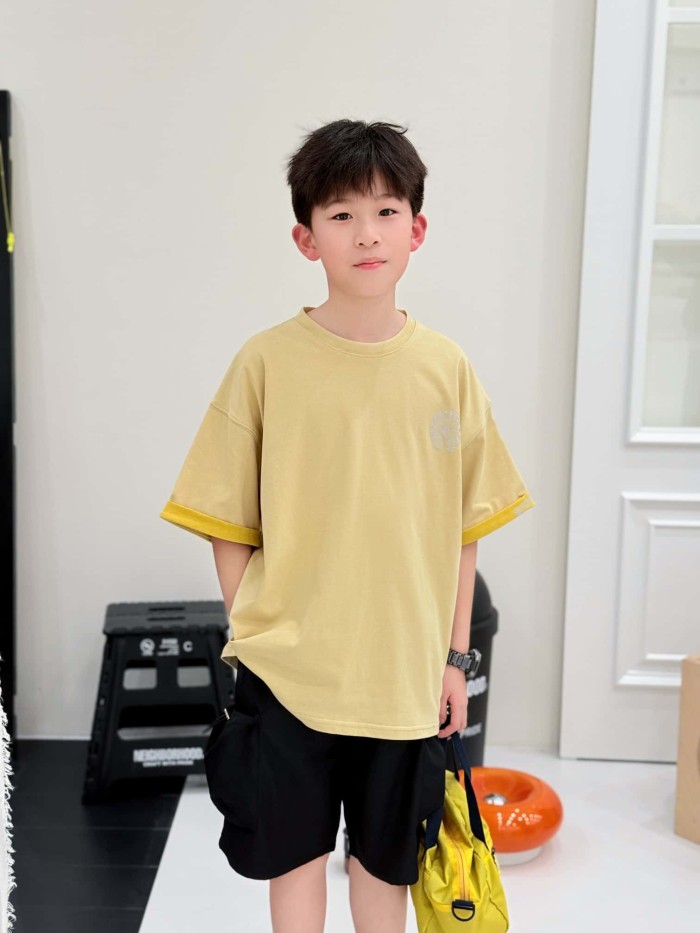 Cross Horseshoe Print Color Block Casual T-Shirt 3 colors for Kids 29008975