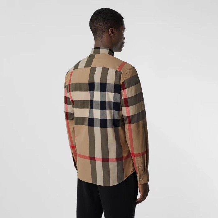1:1 quality version Plaid Stretch Cotton Poplin Long Sleeve Shirt 8 colors 28875206