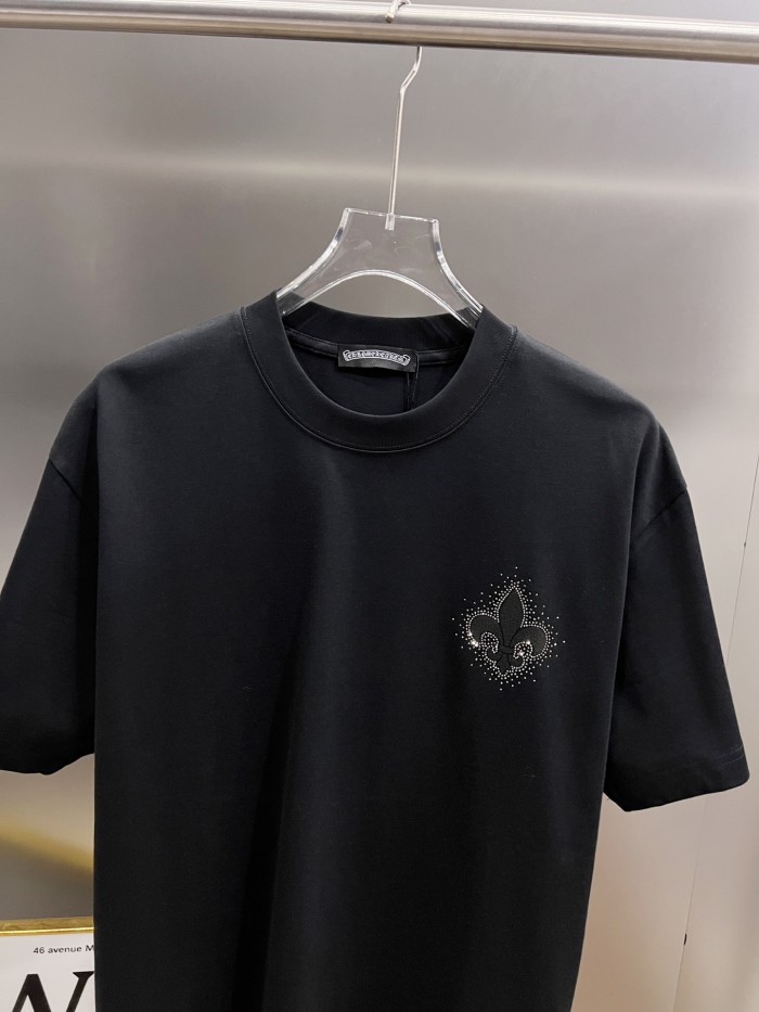 1:1 quality version Sanskrit Horseshoe & Fleur-de-lis Rhinestone Printed  Vintage Tee 3 colors 29082450