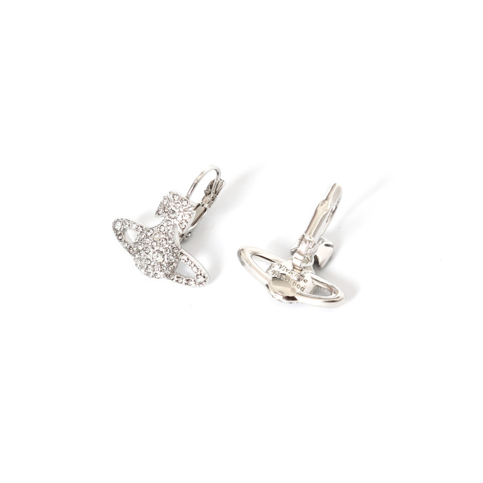 Small Logo Full-Diamond Saturn Stud Earrings 28659477