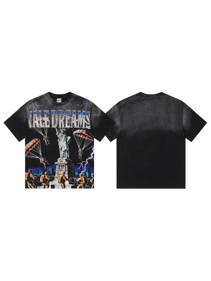 Statue Of Liberty Paratrooper Print Washed Tee 29047382