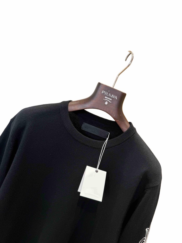 1:1 quality version Scroll Pattern Embroidered Crew Neck Wool Sweater 2 colors 28938051