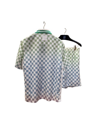 1:1 quality version Gradient Plaid Mulberry Silk shirt & shorts set 28968120