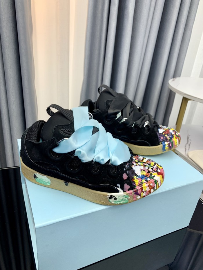 1:1 quality version Colorful Colorblocking Cowhide Bread Shoes 35 colors