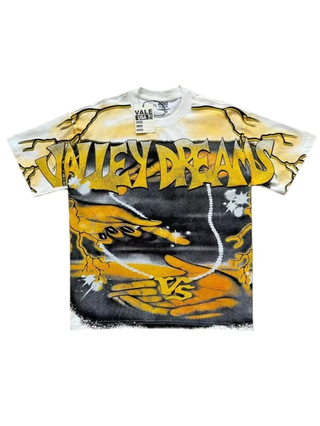 Retro Lightning & Hand Graphic Washed T-Shirt 2 colors 29027376