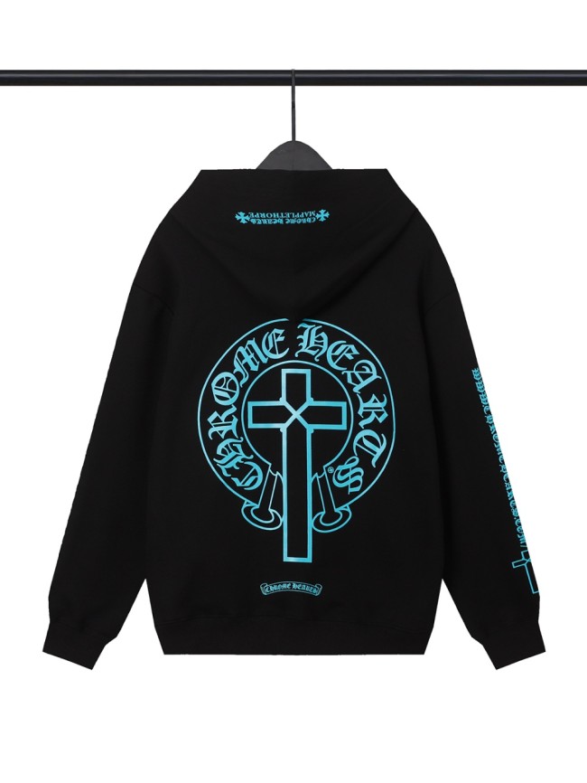 Horseshoe Cross Hooded Sweatshirt Blue