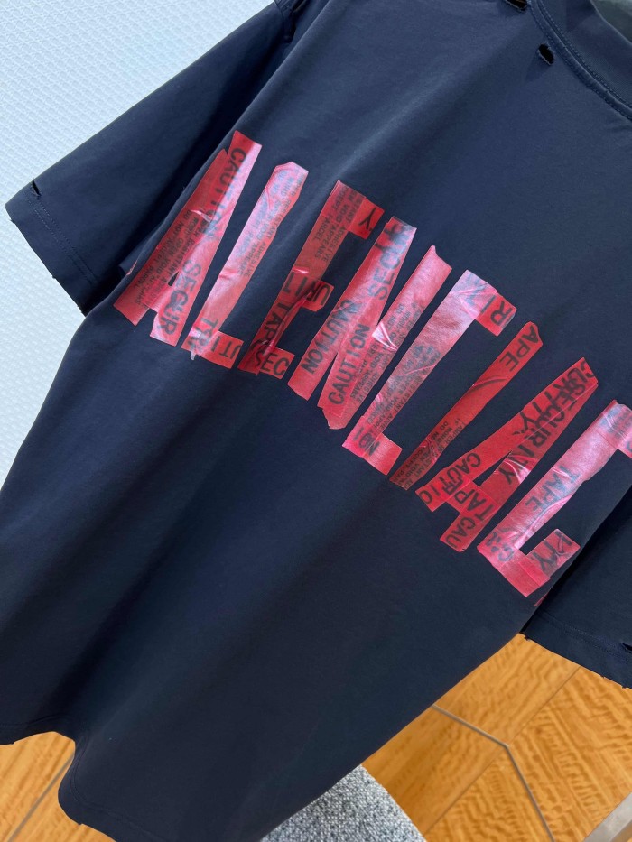 1:1 quality version Safety Warning Tape Patches Tee 2 colors 29093607