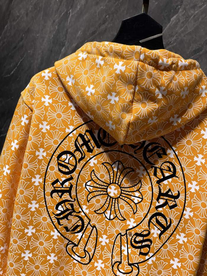 Full Printed Crucifix Flower Arm Sanskrit Letter Zipper Hoodie 3 colors