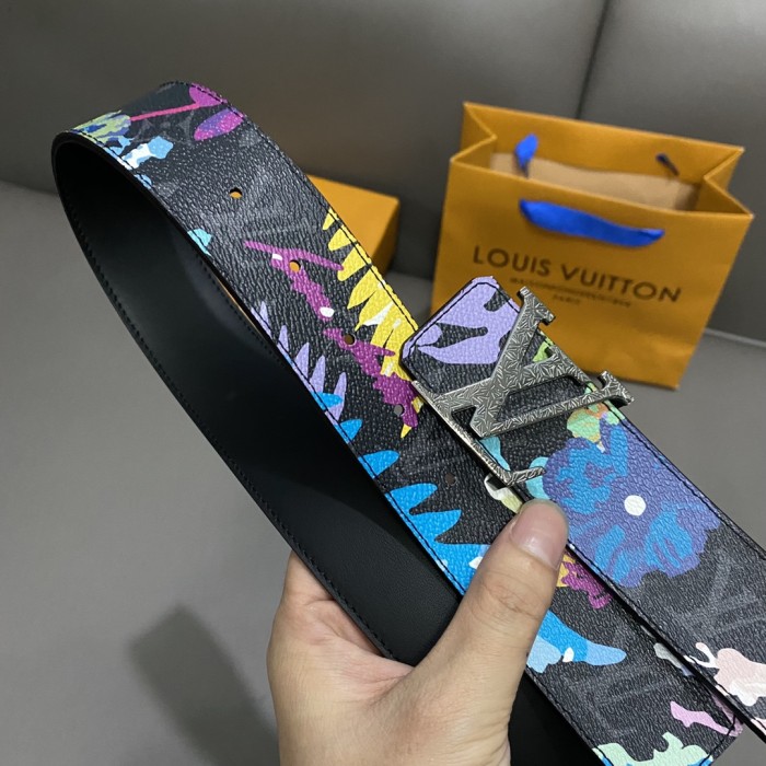 1:1 quality version Floral Graffiti Letter Buckle Belt 3 colors【Width 4 cm】