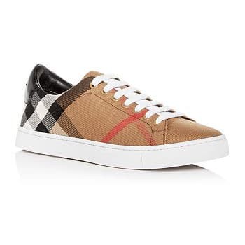 BURB5RRY ALBERT HOUSE CHECK   LEATHER LOW-TOP SNEAKER   BBR3