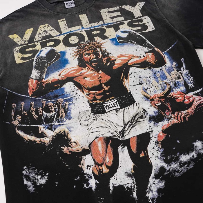 Boxing Theme Print Washed Tee 2 colors 29047376