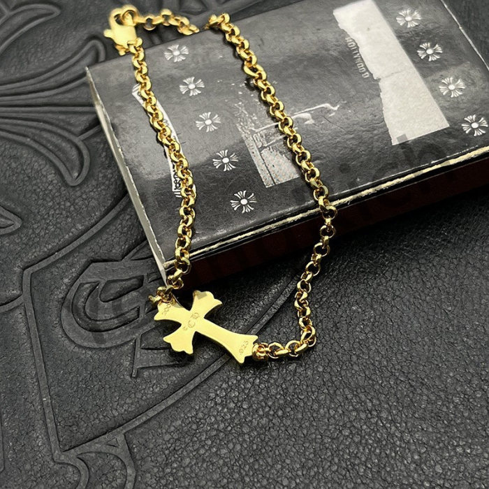 Classic Sterling Silver Gold Plated 22K Gold Cross Adjustable Bracelet