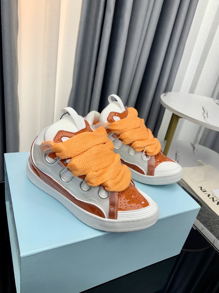 1:1 quality version Colorful Colorblocking Cowhide Bread Shoes 35 colors