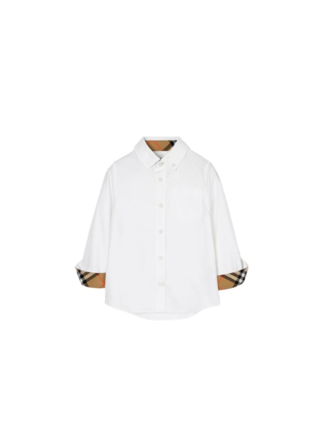 White Oxford Spliced Check Long-Sleeve Shirt for Kids 28999280