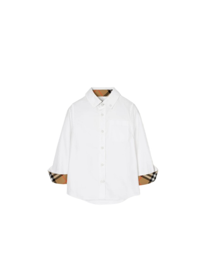White Oxford Spliced Check Long-Sleeve Shirt for Kids 28999280