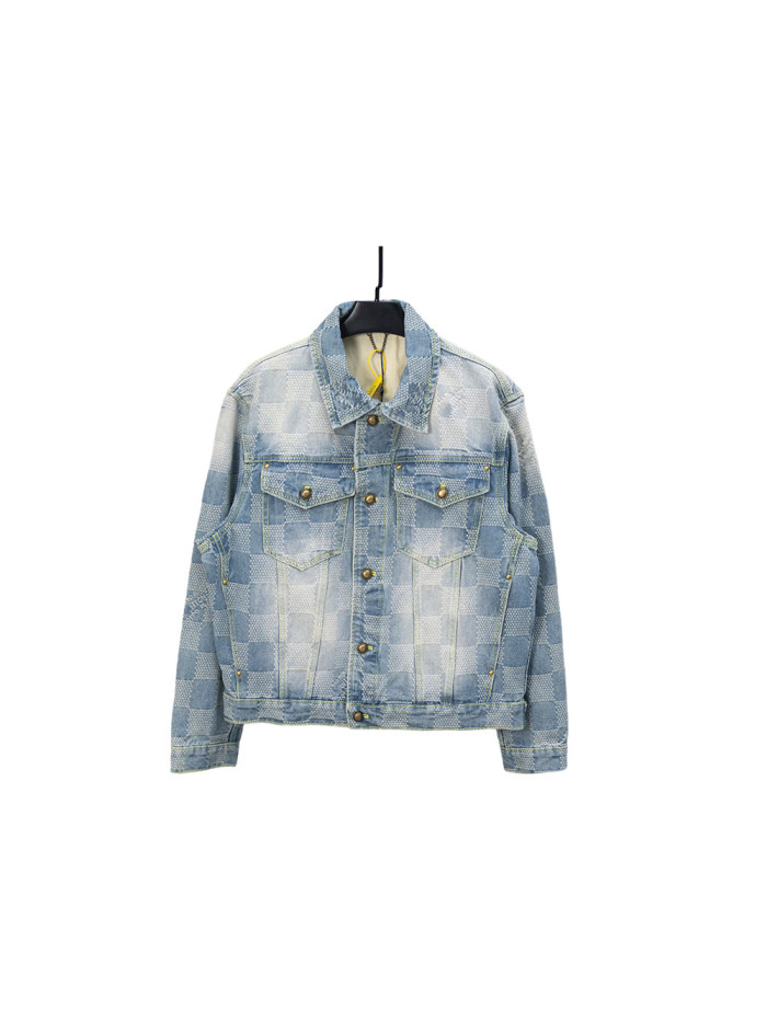 Vintage Classic Gradient Checkered Denim Jacket 6 colors 28505011