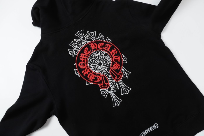 Red horseshoe cross zipper hoodie