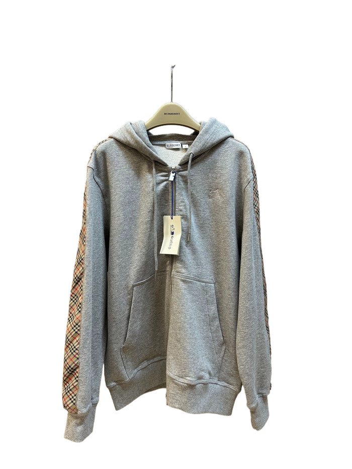 1:1 quality version Checkered Sleeve Patchwork Zipper Hoodie 2 colors 28482055