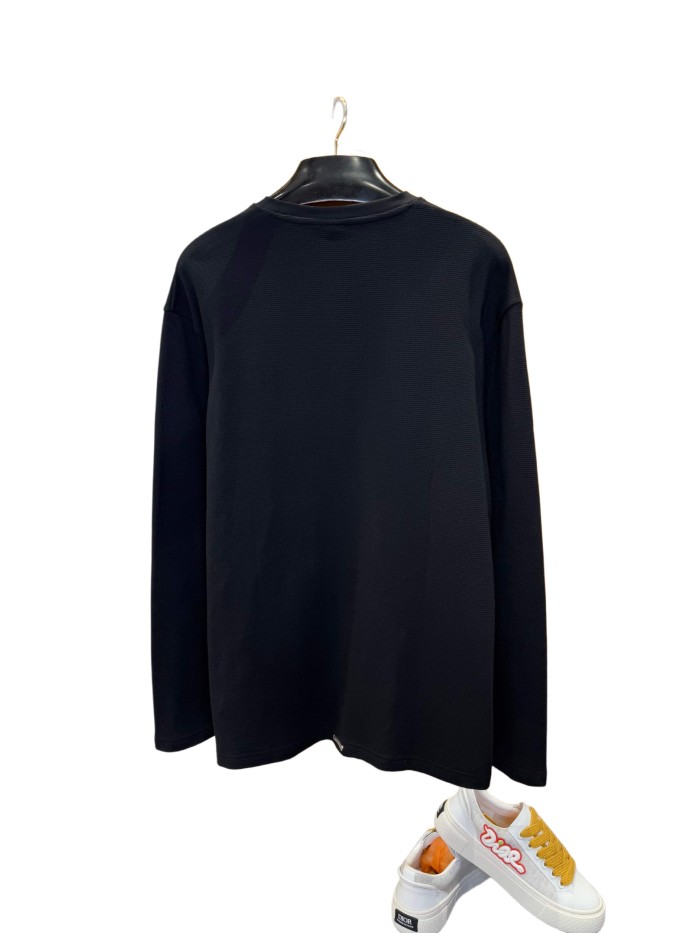 1:1 quality version Cotton Waffle Knit Cross Patch Crew Neck Long Sleeve Sweatshirt 2 colors 28938005