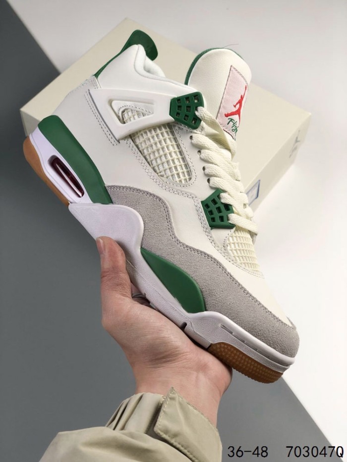 Generation 4 White and Green Basketball Shoes