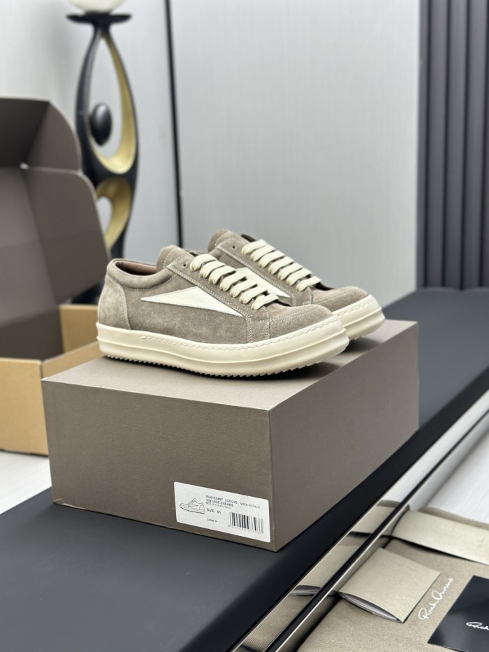 1:1 quality version R*ck0wens 28303124 Vintage Suede Low Top Shoes 3 colors