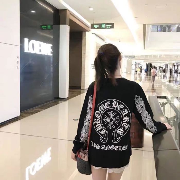 Los Angeles Sanskrit Alphabet Horseshoe Cross Print Long Sleeve T-Shirt 2 colors
