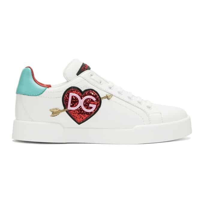 DOLCE    G@BB@N@ WHITE HEART SNEAKERS   DG31