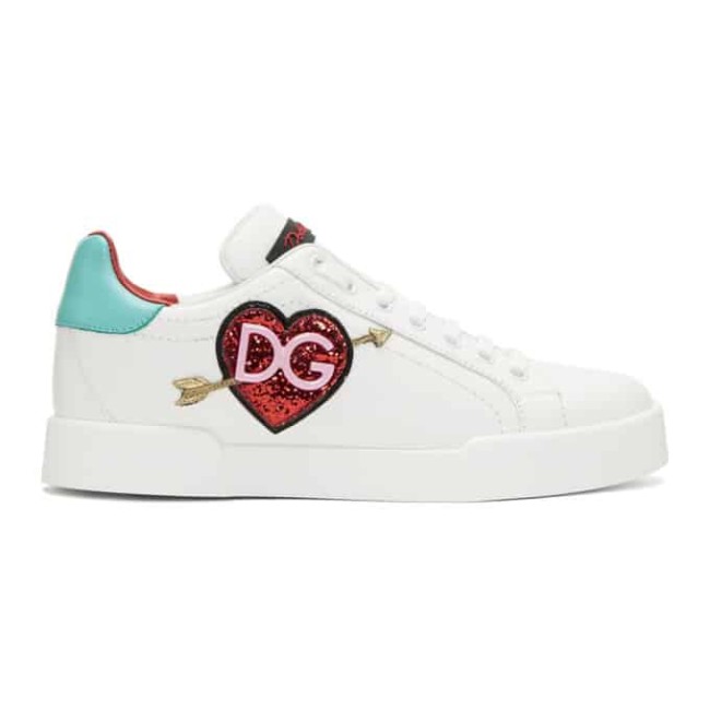 DOLCE G@BB@N@ WHITE HEART SNEAKERS DG31