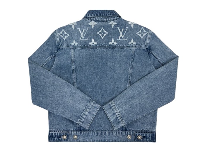1:1 quality version White Logo Embroidered Blue Denim Jacket 28687458
